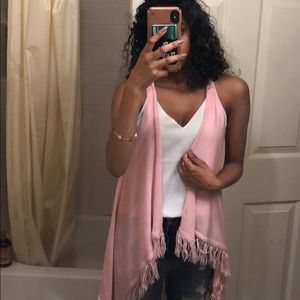 pink vest-cardigan